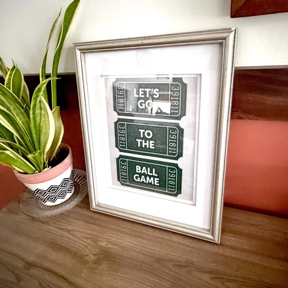 Retro Baseball Let’s Go To The Ball Game Ticket Canvas Print Wall Art Framed Art